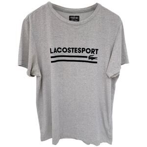 Lacoste Sport T Shirt Mens XL Gray Logo Graphic Tee